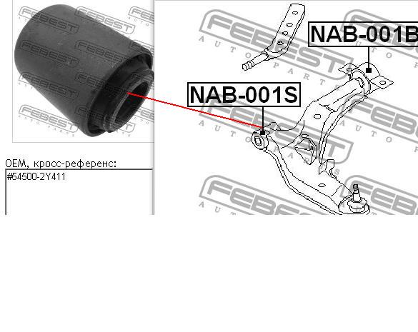 Bloco silencioso dianteiro do braço oscilante inferior Febest NAB001S preço, a partir de 7,92 USD