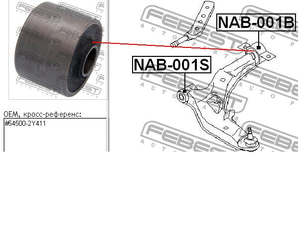 Bloco silencioso dianteiro do braço oscilante inferior Febest NAB001B preço, a partir de 21,39 USD