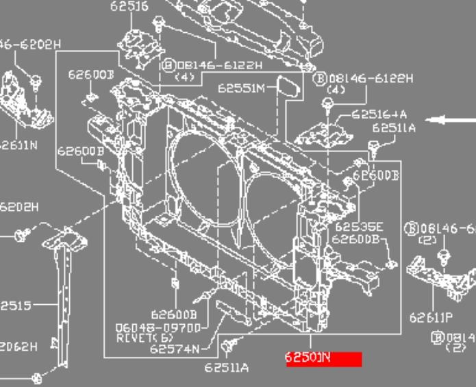 Compre 62501JK00B Nissan/Infiniti Suporte do radiador montado (painel de montagem de fixação das luzes)