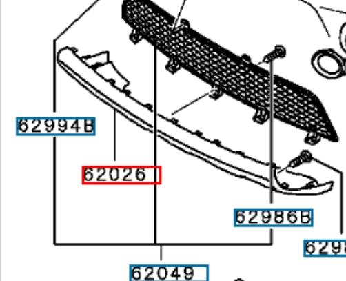 6400B344HA Mitsubishi Placa sobreposta do pára-choque dianteiro