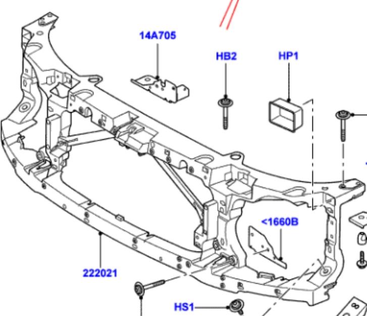 LR054853 Land Rover Suporte do radiador montado (painel de montagem de fixação das luzes)