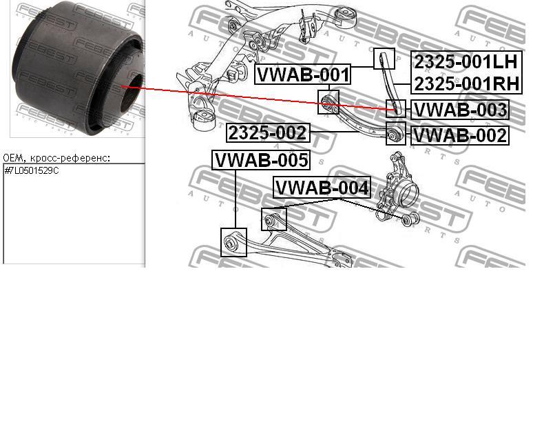 Bloco silencioso do braço oscilante superior traseiro Febest VWAB003 preço, a partir de 10,40 USD