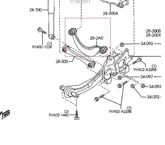 Compre 98AG5500AG Ford Braço oscilante superior esquerdo/direito de suspensão traseira