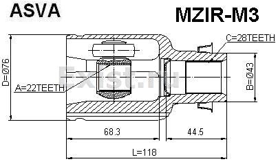 FG0222520A Mazda Junta homocinética interna dianteira direita