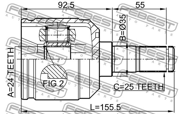 Junta homocinética externa dianteira Febest 0411E55 preço, a partir de 47,13 USD