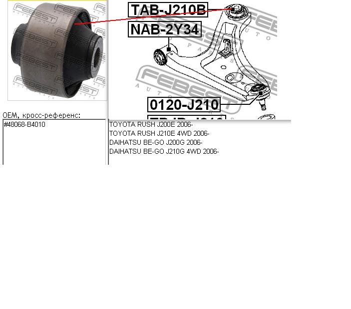 Bloco silencioso dianteiro do braço oscilante inferior Febest TABJ210B preço, a partir de 14,50 USD