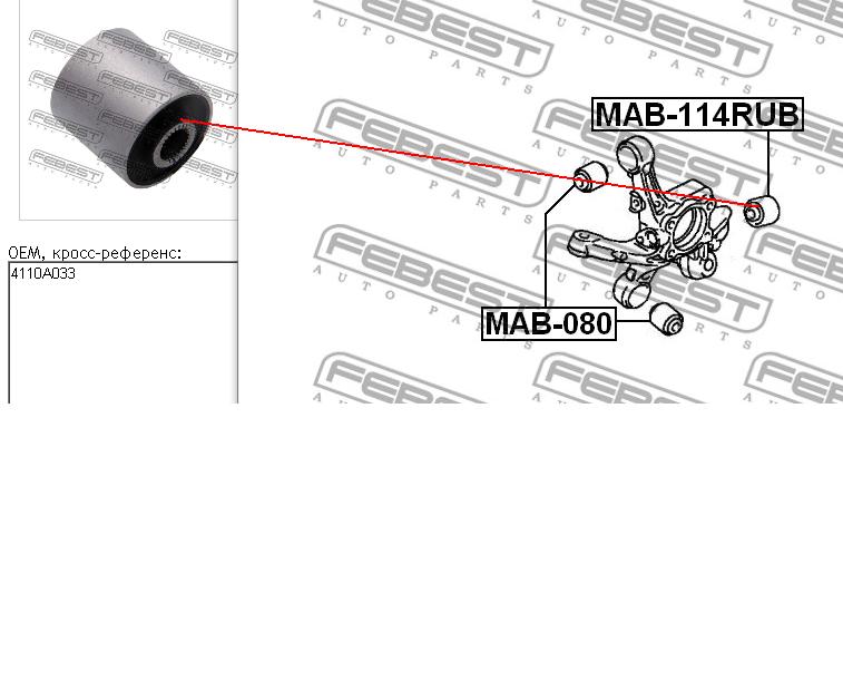 Bloco silencioso do pino de apoio traseiro Mitsubishi 4113A050 preço, a partir de 8,53 USD