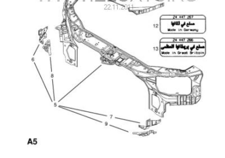 13223016 Opel Suporte do radiador montado (painel de montagem de fixação das luzes)