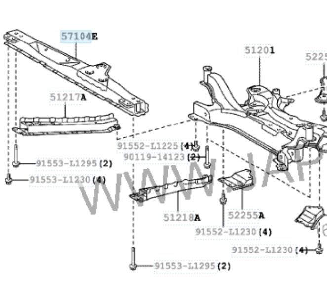 5710442061 Toyota Viga inferior do radiador