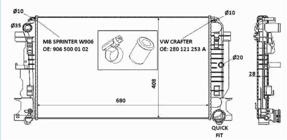 2E0121253 VAG Radiador de esfriamento de motor