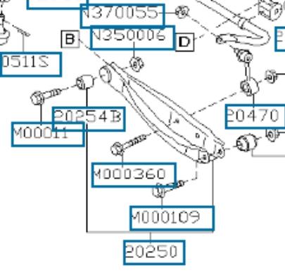 Braço oscilante inferior esquerdo de suspensão traseira/direita Subaru 20250FG041 preço, a partir de 95,34 USD
