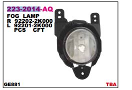 922012K000 Hyundai/Kia Luzes de nevoeiro esquerdas