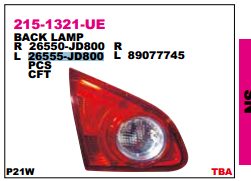 26559JD80A Nissan/Infiniti Lanterna traseira esquerda interna