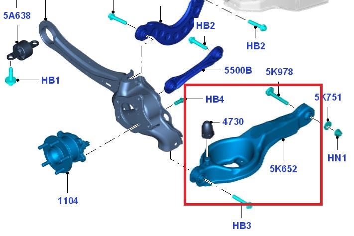 AV615K652AD Ford Braço oscilante inferior esquerdo de suspensão traseira/direita