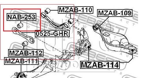 Bloco silencioso da barra Panhard (de suspensão traseira) Febest NAB253 preço, a partir de 8,67 USD