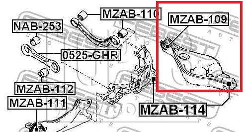 Bloco silencioso do braço oscilante inferior traseiro Febest MZAB109 preço, a partir de 14,39 USD