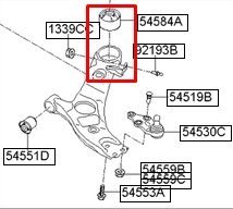 545842W000 Hyundai/Kia Bloco silencioso dianteiro do braço oscilante inferior