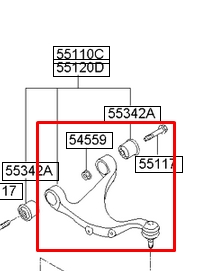 552302P000 Hyundai/Kia Braço oscilante superior esquerdo de suspensão traseira