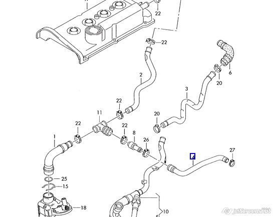 06A103221C VAG Cano derivado de ventilação de cárter (de separador de óleo)