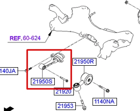 219502W100 Hyundai/Kia Coxim (suporte) esquerdo traseiro de motor