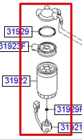 319702W000 Hyundai/Kia Filtro de combustível