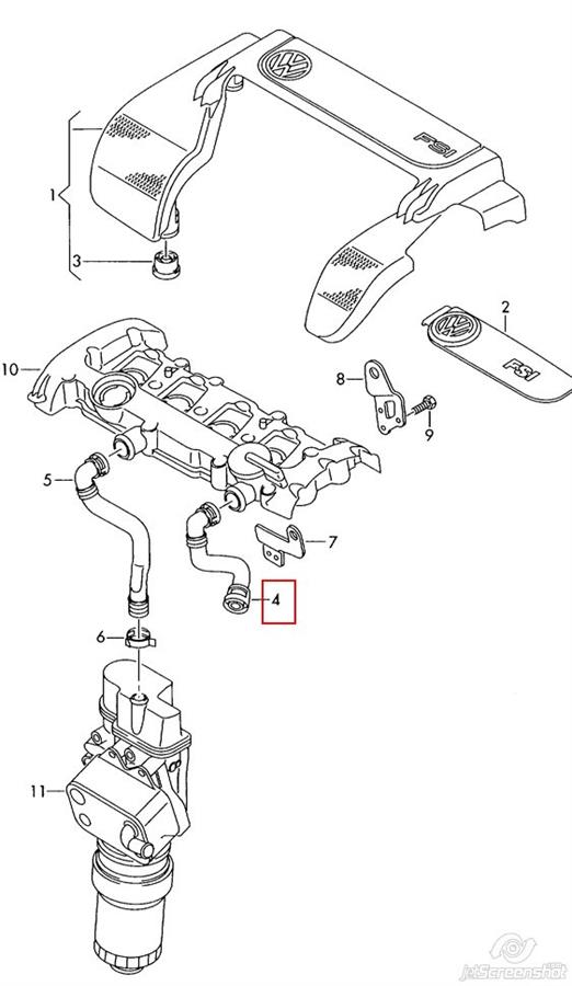 06F103212D VAG Cano derivado de ventilação de cárter (de separador de óleo)