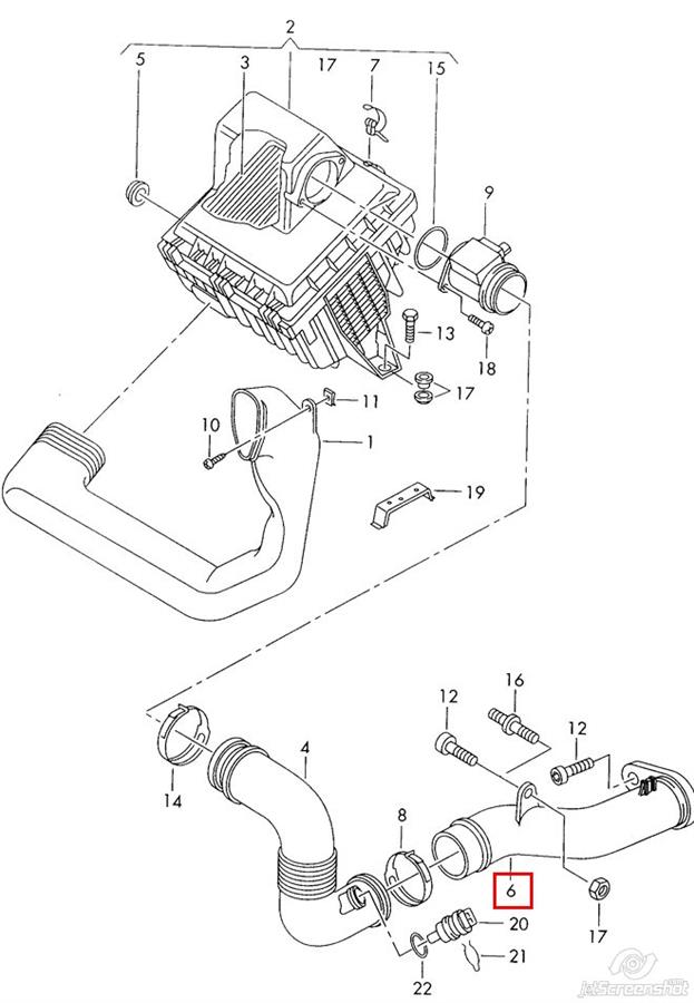 2D0129715A VAG Cano derivado de ar, entrada na turbina (supercompressão)
