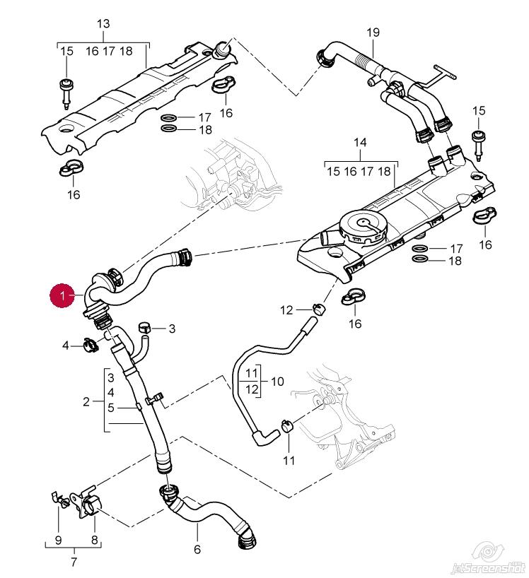 Cano derivado de ventilação de cárter (de separador de óleo) para Porsche Cayenne  955