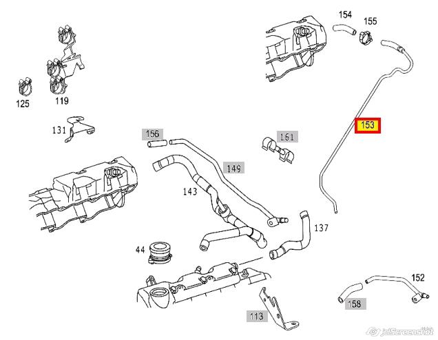 A1130100470 Mercedes Cano derivado de ventilação de cárter (de separador de óleo)