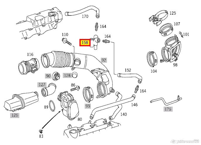 1120180009 Mercedes Cano derivado de ventilação de cárter (de separador de óleo)