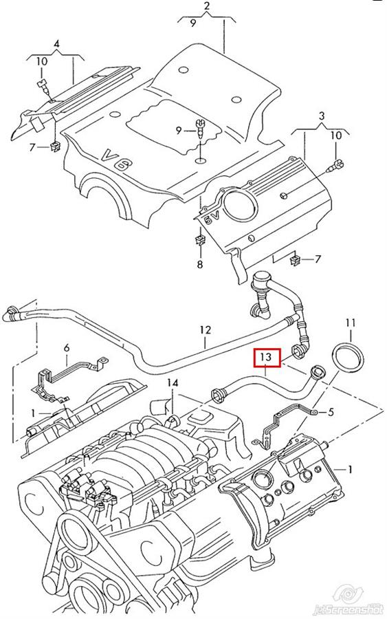 Cano derivado de ventilação de cárter (de separador de óleo) VAG 078103223B preço, a partir de 14,65 USD