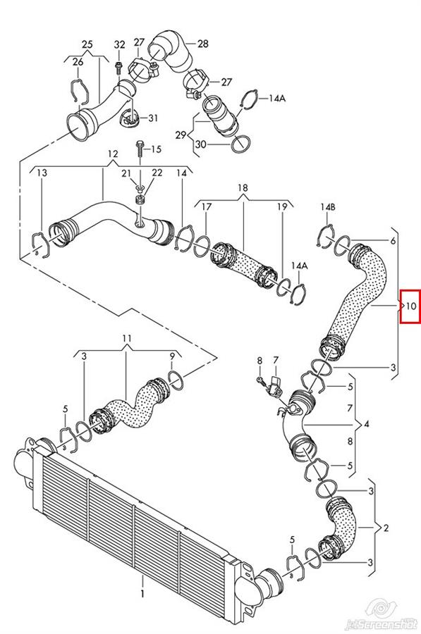 Mangueira (cano derivado) de intercooler VAG 7H0145980G preço, a partir de 69,81 USD