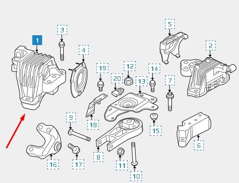 68192831AE Chrysler Coxim (suporte) direito de motor