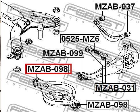 Bloco silencioso do braço oscilante inferior traseiro Febest MZAB098 preço, a partir de 7,59 USD