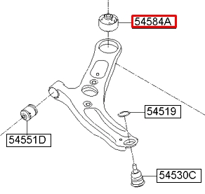 54584A6000 Hyundai/Kia Bloco silencioso dianteiro do braço oscilante inferior