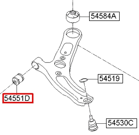 545513X000 Hyundai/Kia Bloco silencioso dianteiro do braço oscilante inferior