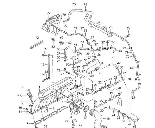 06B103474 VAG Cano derivado de ventilação de cárter (de separador de óleo)