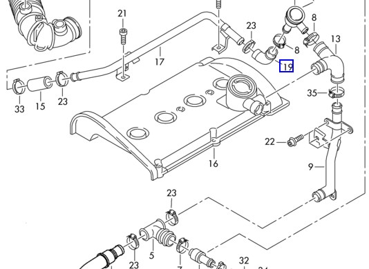 2380096 Metzger Cano derivado de ventilação de cárter (de separador de óleo)