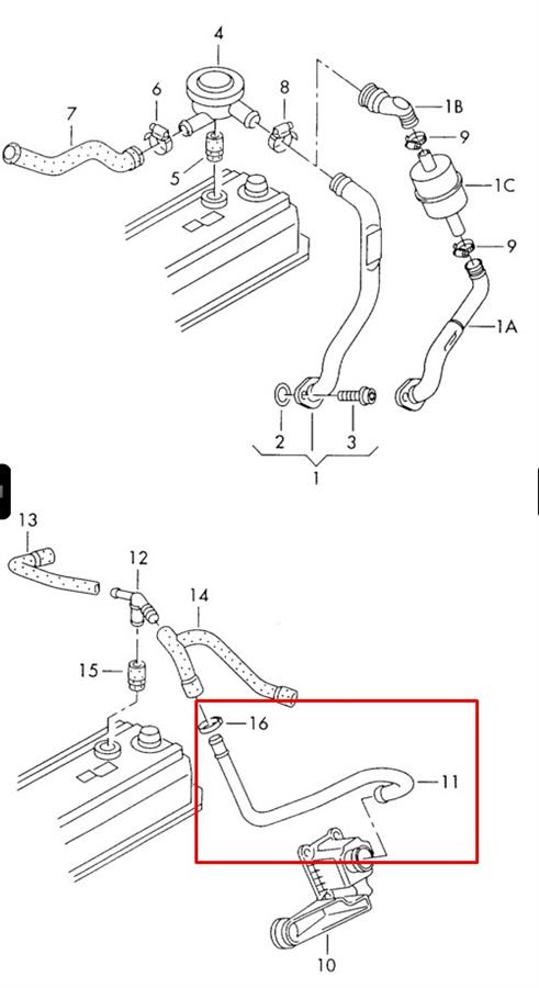 Cano derivado de ventilação de cárter (de separador de óleo) VAG 037103211A preço, a partir de 6,58 USD