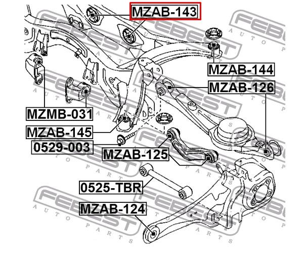 Bloco silencioso de viga traseira (de plataforma veicular) Febest MZAB143 preço, a partir de 32,54 USD