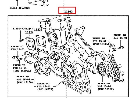 113100P040 Toyota Tampa de motor dianteira