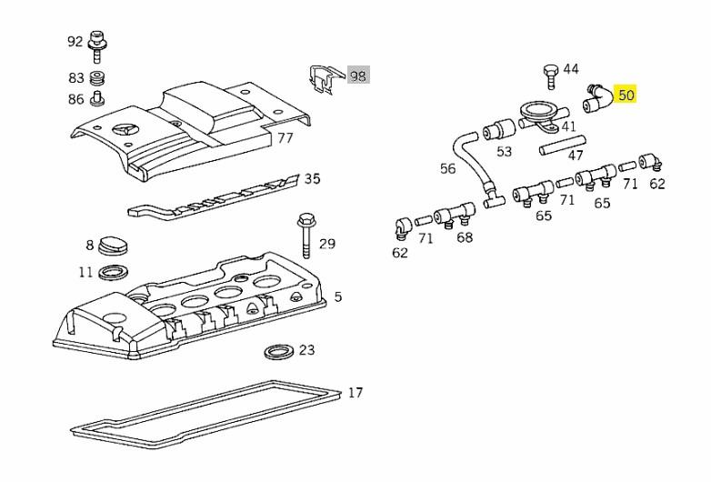 Cano derivado de ventilação de cárter (de separador de óleo) Mercedes 6060160481 preço, a partir de 10,18 USD