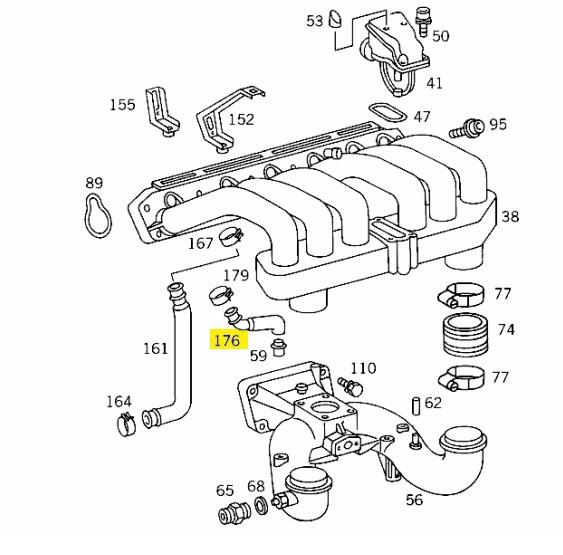 Cano derivado de ventilação de cárter (de separador de óleo) Mercedes A1040943682 preço, a partir de 13,12 USD