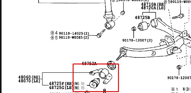 Bloco silencioso do braço oscilante inferior traseiro Toyota 4807005011 preço, a partir de 115,68 USD