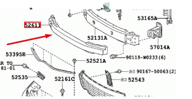 526110D020 Toyota Absorvedor (enchido) do pára-choque dianteiro