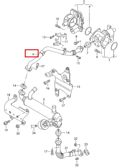 076131525D VAG Cano derivado do sistema de recirculação dos gases de escape EGR