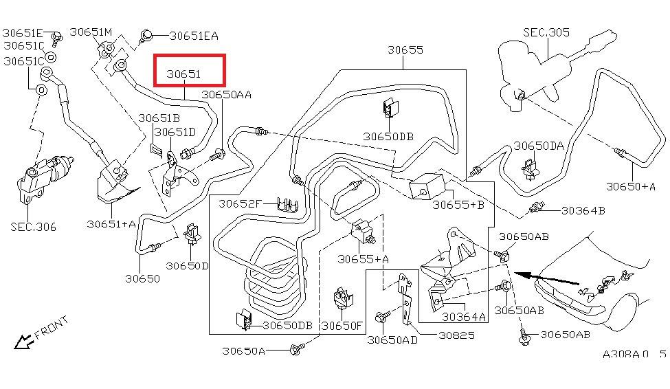 3085531U0B Nissan/Infiniti Mangueira de embraiagem
