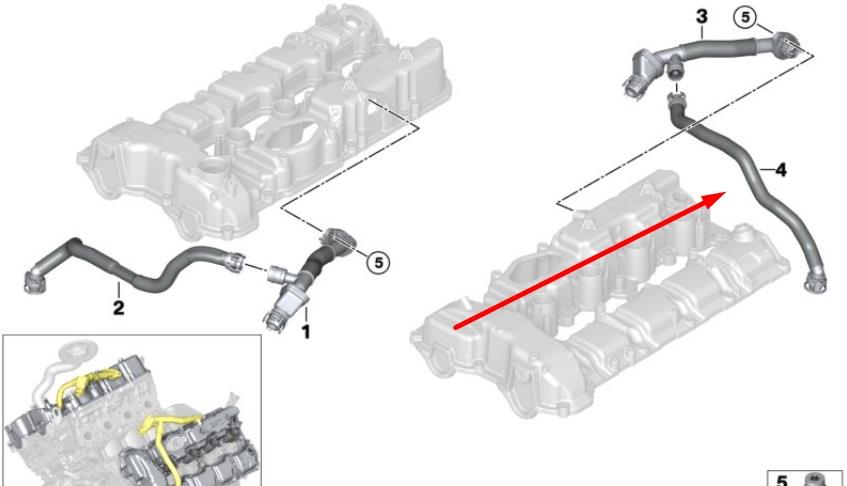 Cano derivado de ventilação de cárter (de separador de óleo) BMW 11157575641 preço, a partir de 34,45 USD
