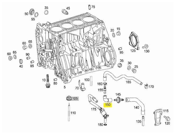 A2710181582 Mercedes Cano derivado de ventilação de cárter (de separador de óleo)