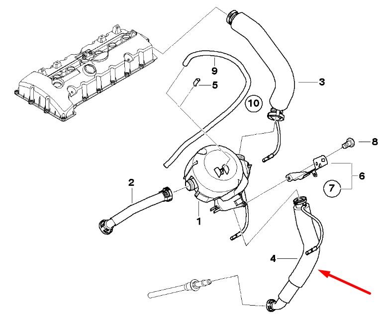 Cano derivado de ventilação de cárter (de separador de óleo) BMW 11157567801 preço, a partir de 62,91 USD